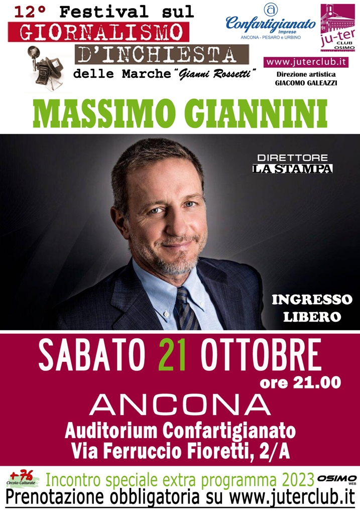 Massimo Giannini (La Stampa) il 21 ottobre alla Confartigianato Ancona